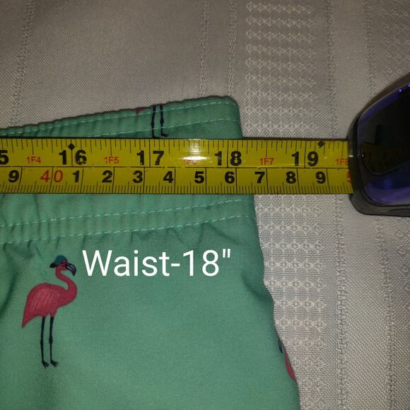 Hollister Mens Swim Trunks Sz S Green Pink Flamingos Lined Swimwear Shorts SMALL - Picture 9 of 16